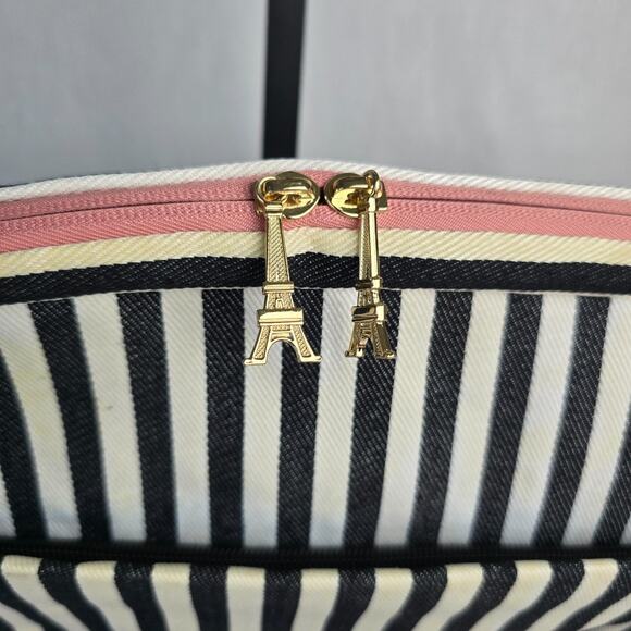 Kamliu Laptop Messenger Bag Pink w/ Black & Off White Stripes 16" x 12" x 2.5" - Picture 3 of 14